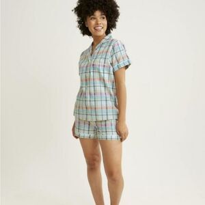 Vera Bradley Pastel Plaid Short Sleeve Pajama Set Size Medium